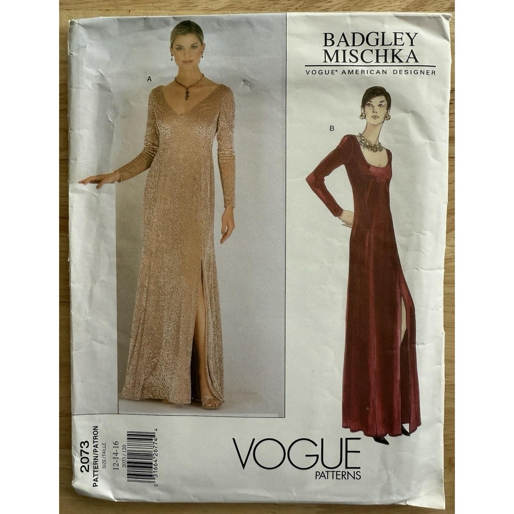 Vogue 2073 Close-fitting Floor Length Flared Gown Pattern 12-16 Badgley Mischka